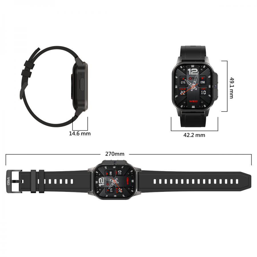 Smartwatch 4G LTE Smart Watch Monitoraggio Salute fitness GPS,Batteria 1000mAh, IP67,fotocamera OMOLED, Android e IOS cassa 49m