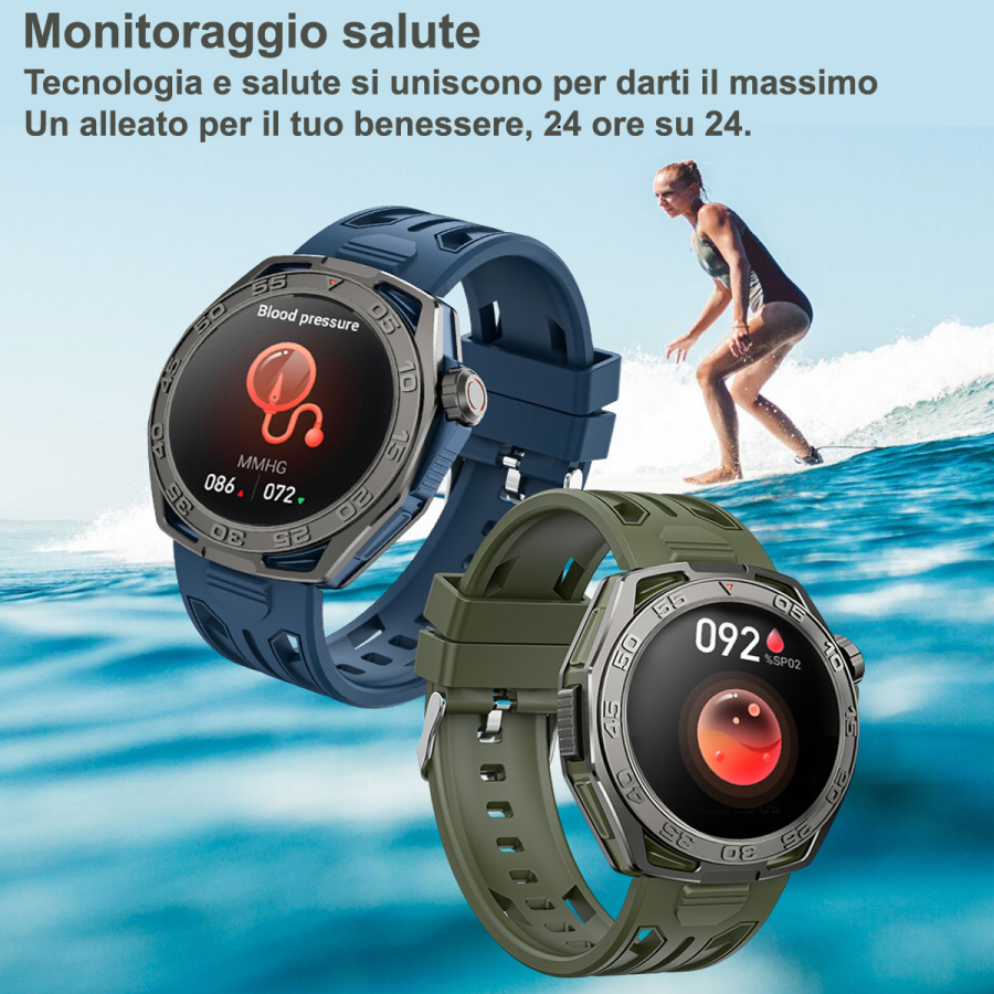 Smartwatch 4G LTE Smart Watch Monitoraggio Salute fitness GPS,Batteria 1000mAh, IP67,fotocamera OMOLED, Android e IOS cassa 49m