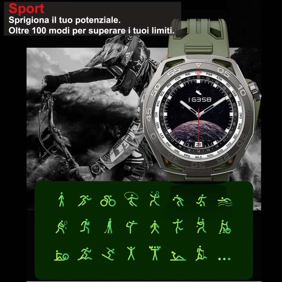 Smartwatch Smart Watch OMOLED Tracker, Chiamate,Bluetooth,100+ modalità Sport Salute Fitness Tracker, Cronometro per Android iOS