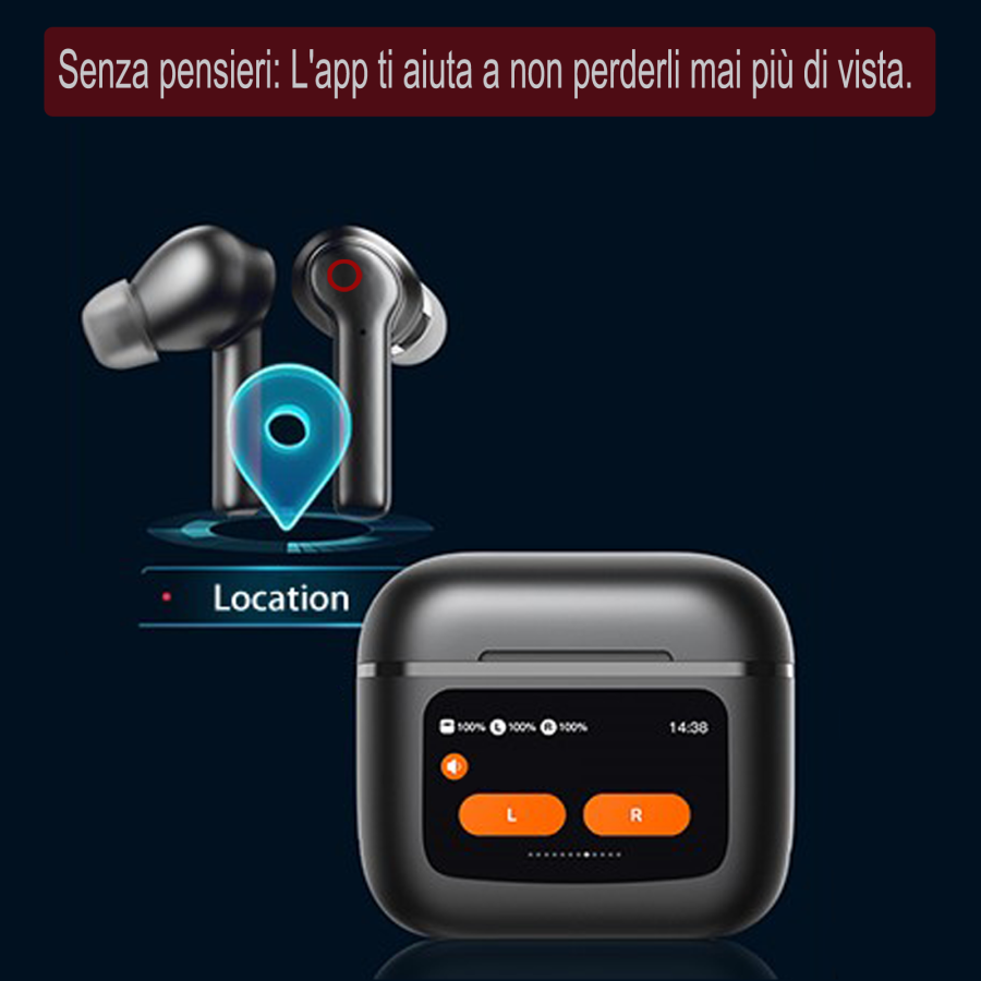 OBA-ProX5 Bluetooth Earphones 5.3 Wireless Headphones In Ear Stereo ENC ANC Noise Cancellation, LCD Color IPX5 Waterproof