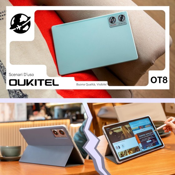 OUKITEL OT8: Tablet 11" 2K, 30GB+256GB (1TB), Penna, Android 13, 8800mAh, 13MP+8MP, 4 Altoparlanti, GPS, OTG, octa core 2k