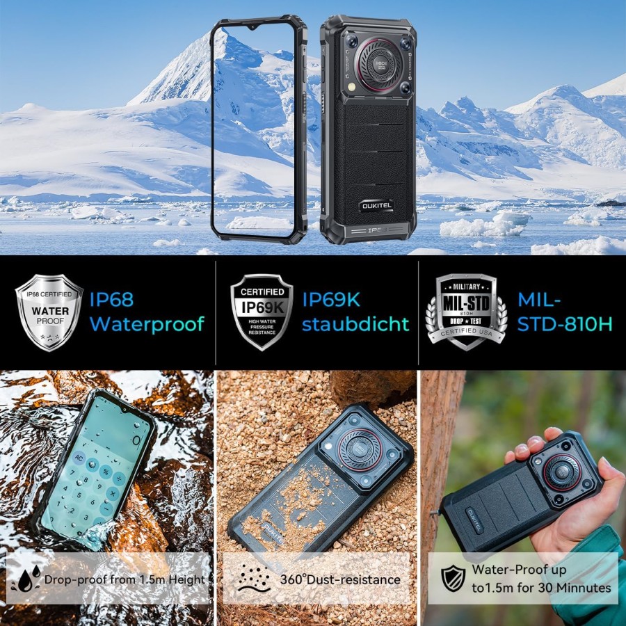 Oukitel WP36 Rugged Phone 10600mAh Battery 8D Sound Triple-Cam 16GB+128GB MediaTek 8788