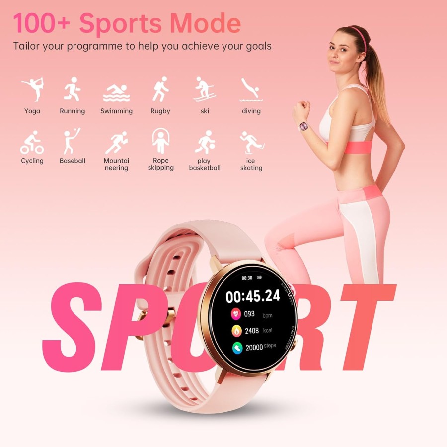 OUKITEL BT60: Slim & Stylish Smartwatch for Women PINK