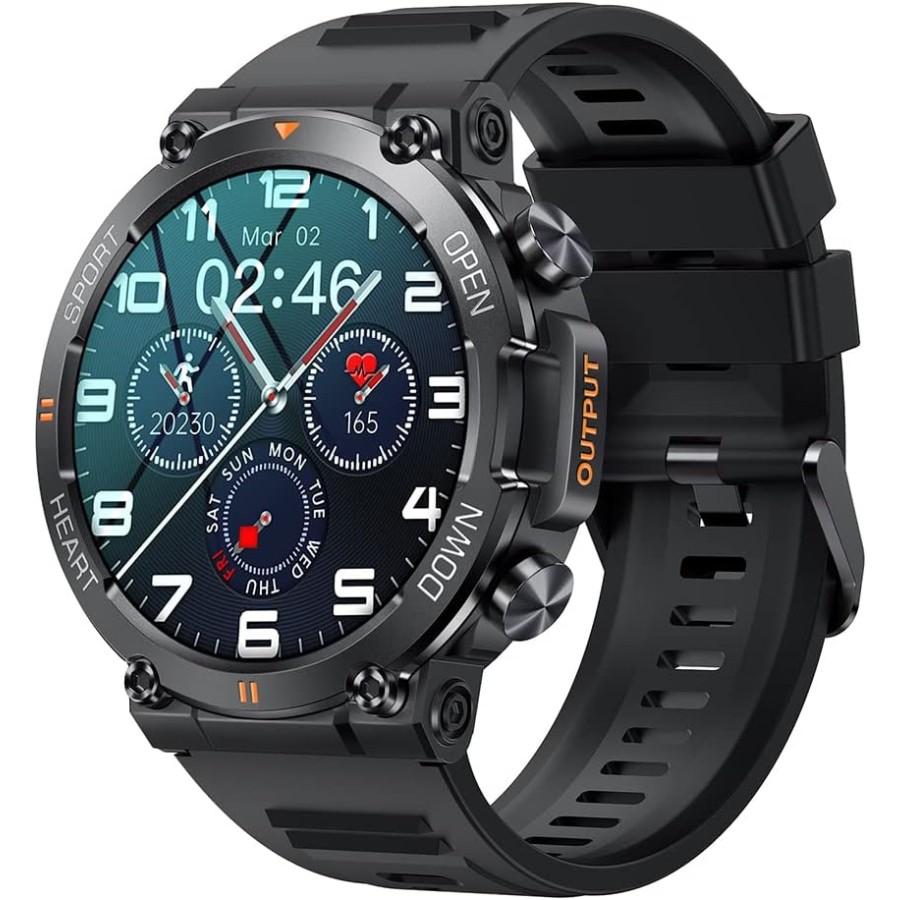 GaWear Smartwatch Uomo Fitness Militare | Chiamate BT | 120+ Sport | Salute | Nero