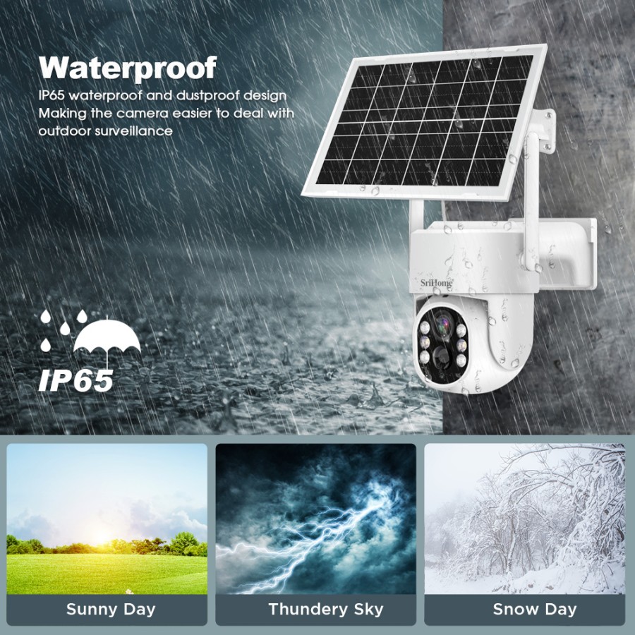 Srihome DH005: 4MP Solar WiFi Security Camera with PTZ & Night Vision