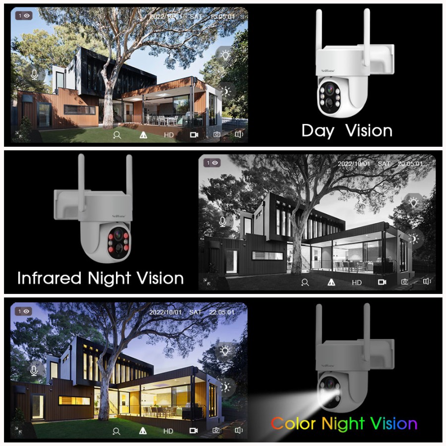 Srihome DH005: Telecamera di Sicurezza WiFi Solare 4MP con PTZ e Visione Notturna