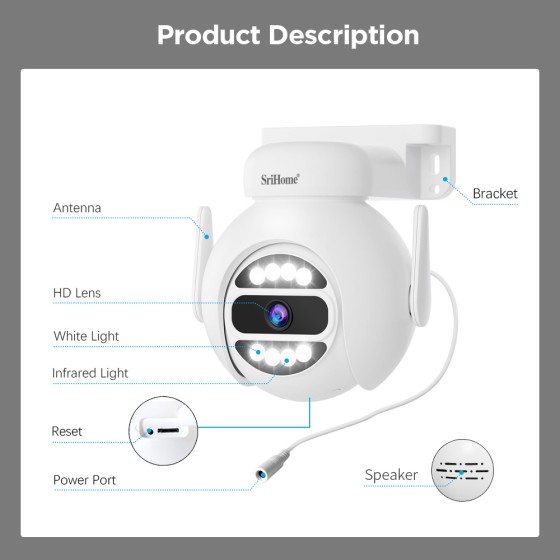 NVS 010 SriHome WiFi Video Surveillance Kit 4 5MP Cameras with 10.1" Monitor