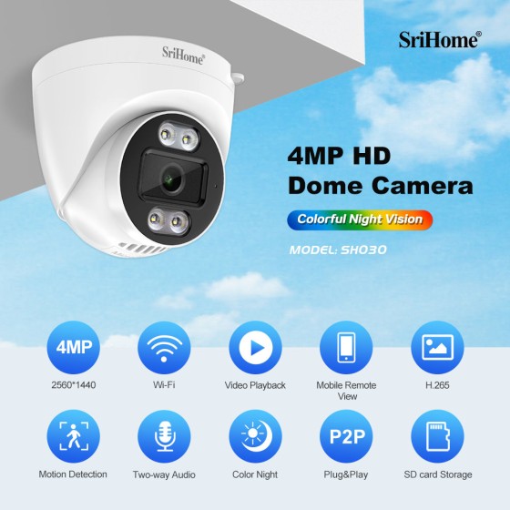 "HD Surveillance with SriHome SH030 IP Camera: Wireless, Infrared, Onvif, P2P, Audio and SD Support for Motion Detection"