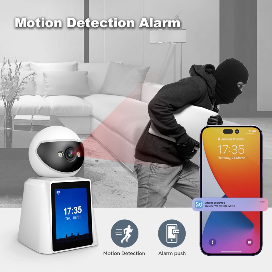 SH053 SRIHOME PTZ: Smart home security. 4MP HD, 2.8" screen, 2-way talk, human detection, night vision.