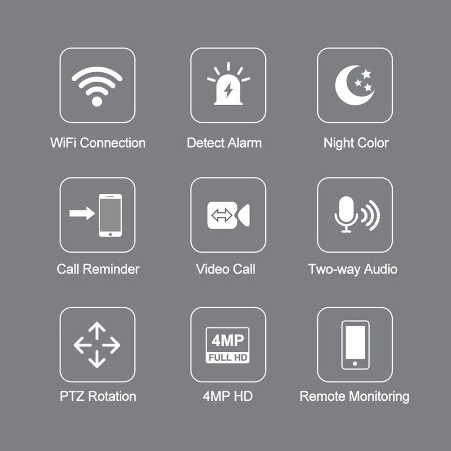 SH053 SRIHOME PTZ: Smart home security. 4MP HD, 2.8" screen, 2-way talk, human detection, night vision.