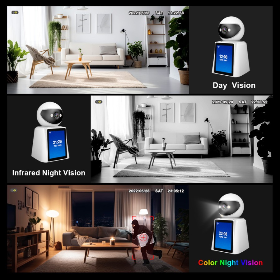 SH053 SRIHOME PTZ: Smart home security. 4MP HD, 2.8" screen, 2-way talk, human detection, night vision.