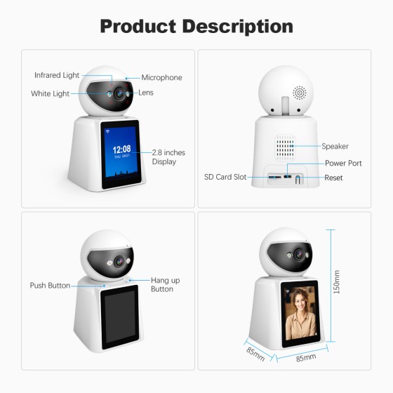 SH053 SRIHOME PTZ: Smart home security. 4MP HD, 2.8" screen, 2-way talk, human detection, night vision.