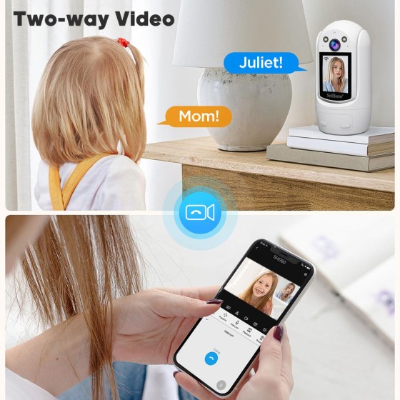 SH053 SRIHOME PTZ: Smart home security. 2MP HD, 2.4" screen, 2-way talk, human detection, night vision.