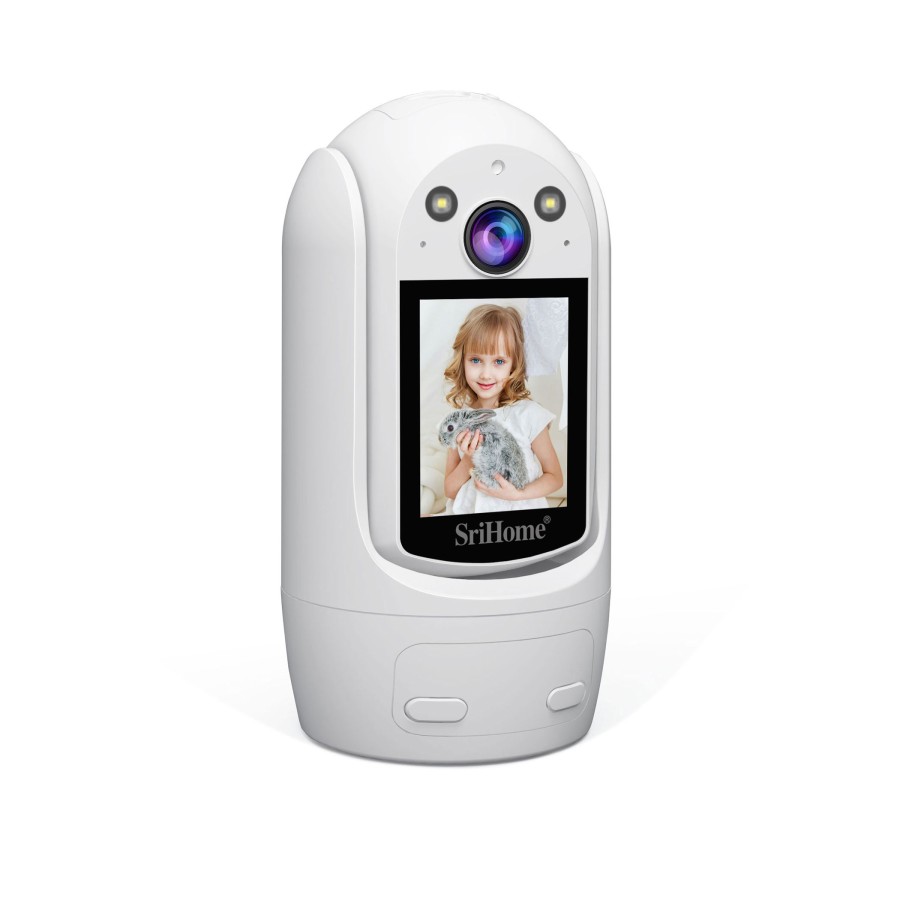 SRIHOME SH060 PTZ  Camera, 2MP FHD, schermo 2,4 pollici, videochiamate bidirezionali Rilevamento umanoide,Night Vision