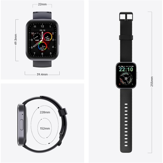 OUKITEL BT103 Unisex Smartwatch: 1.91" 100+ sports modes, heart rate, sleep tracking, step counter. Compatible iOS and Android