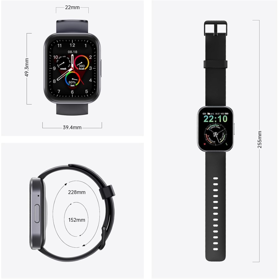 OUKITEL BT103 Smartwatch unisex 1.91" 100+ Modalità Sport Contapassi/Sonno/Cardiofrequenzimetro, Fitness Tracker per iOS Android