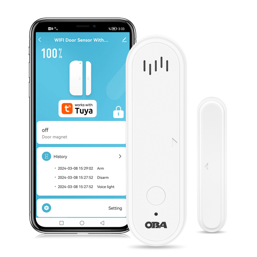 OBA-DRW22 Tuya Smart WiFi Door/Window Alarm, Siren, App, Alexa, Google Home