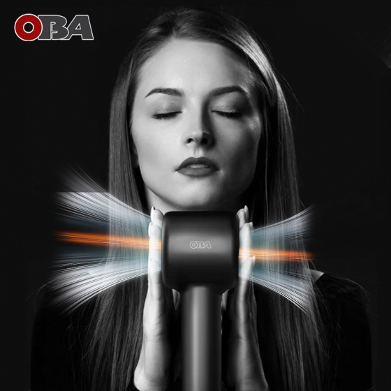 OBA-HY01PRO Hair Dryer: Perfect Blow Dry, Healthy Hair - 500 Million Negative Ions, 120,000 RPM, 75 m/s, 54 dB