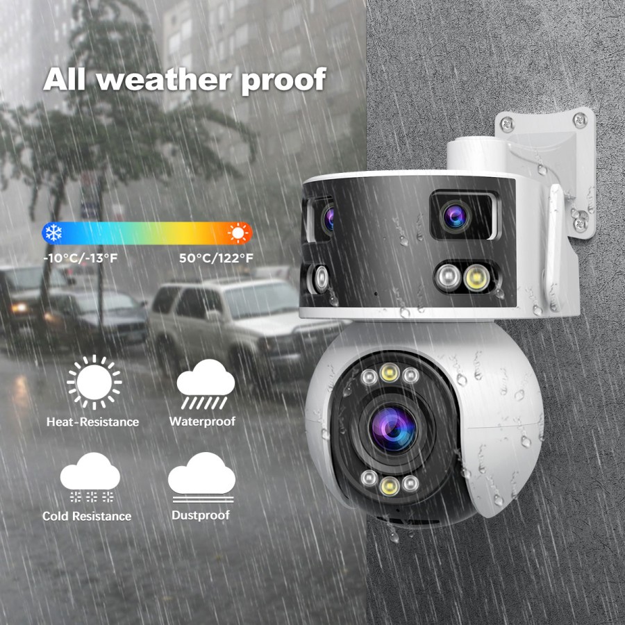 SH055 Triple Lens Security Camera: 8MP, AI, Optical Zoom, Starlight Night Vision, Audio