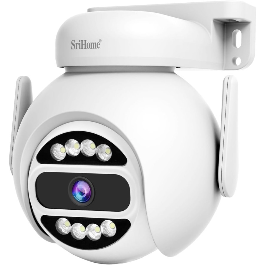 SRIHOME 4MP Dual Band WiFi, PTZ Surveillance Camera, Motion Tracking, Night Vision, IP66, 2-Way Audio, Indoor/Outdoor Use