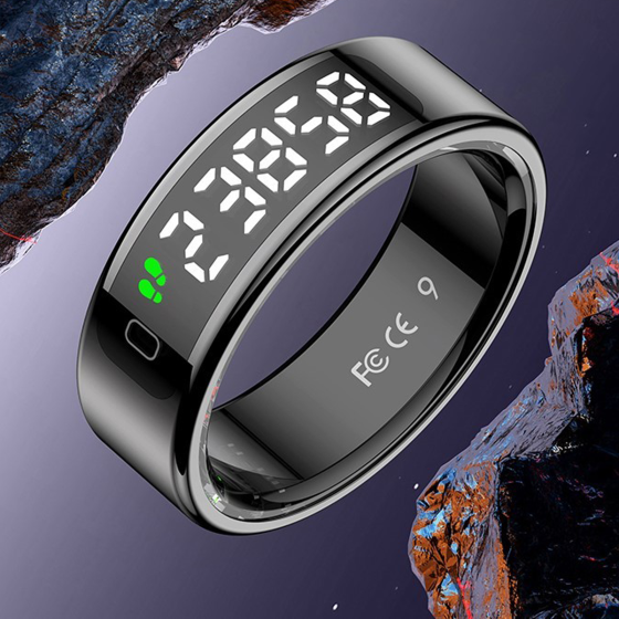 OBA R15: Smart Ring with Display, Fitness, 5 ATM, Wireless Charging. Monitors Heart, Oxygen, Sleep. iOS/Android.