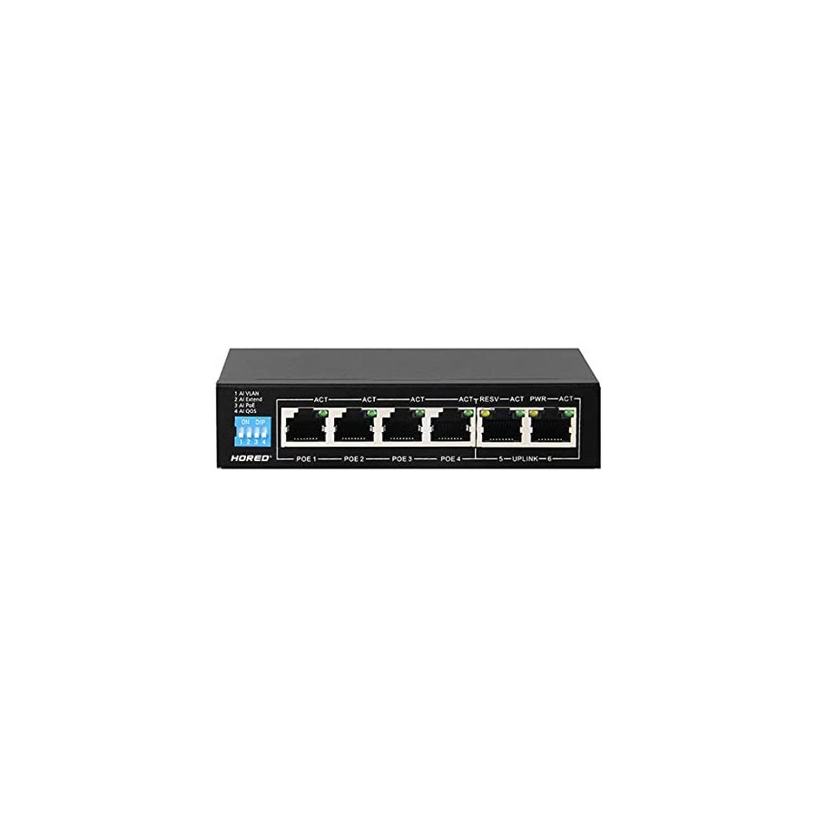 Smart Switch Gigabit Poe a 6 Porte con 4 Porte Poe, 802.3af e 802.3at: trasmissione fino a 250 metri con 48 V e 60 W - OBA-206AI