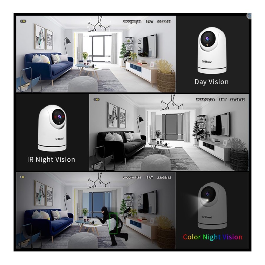 SH042 SriHome: Wireless Auto Tracking Camera with Infrared, HD, and P2P Support for SD and Audio Recording - 2.0 MP"